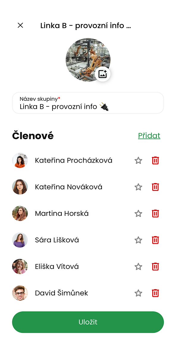 Ukázka modulu Chat v aplikaci